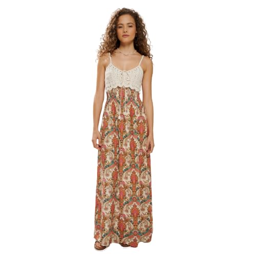 Hailys Damen Viskose Maxi Träger-Kleid Ka44ja mit Alloverprint HF-1708104-1A Beige Div (7004) XS von Hailys