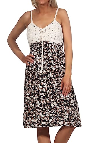Hailys Damen Viskose Träger-Kleid Ka44na mit Häkelspitze und Blumenprint HF-1808047 Black Flower L von Hailys