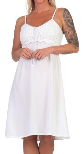 Hailys Damen Viskose Träger-Kleid mit Häkelspitze Ka44na HF-PO1808047 Offwhite M von Hailys