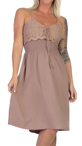 Hailys Damen Viskose Träger-Kleid mit Häkelspitze Ka44na HF-PO1808047 Taupe XXL von Hailys