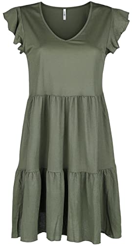 Hailys Leonie Frauen Mittellanges Kleid Khaki L 60% Viskose, 40% Polyamid Streetwear von Hailys