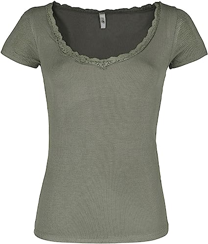 Hailys Mariella Frauen T-Shirt Khaki S 96% Viskose, 4% Elasthan Basics, Casual Wear, Streetwear Hailys Mariella Frauen T-Shirt Khaki S 96% Viskose, 4% Elasthan Basics, Casual Wear, Streetwear von Hailys