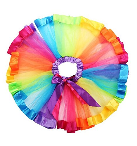 HaimoBurg Mädchen Kinder Regenbogen Tüllrock Tütü Tutu Ballettrock Tanzkleid Ballettkleid Ballettröckchen Rock Clubwear (5-8 Jahre) von HaimoBurg