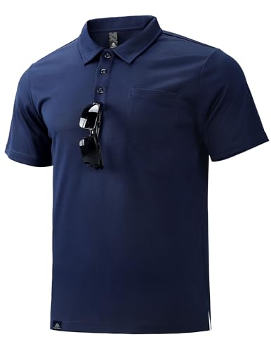 Haimont Herren-Poloshirts mit Tasche, feuchtigkeitsableitender Kragen, kurzärmelig, Golf-T-Shirts, Business, Freizeit, Arbeit Polos von Haimont