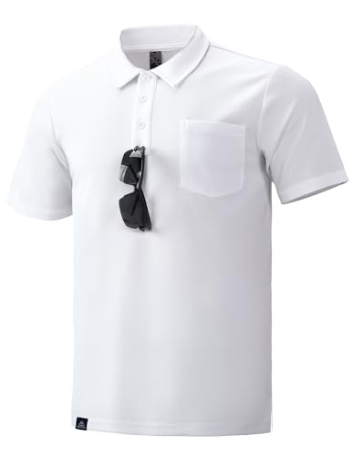 Haimont Herren-Poloshirts mit Tasche, feuchtigkeitsableitender Kragen, kurzärmelig, Golf-T-Shirts, Business, Freizeit, Arbeit Polos von Haimont