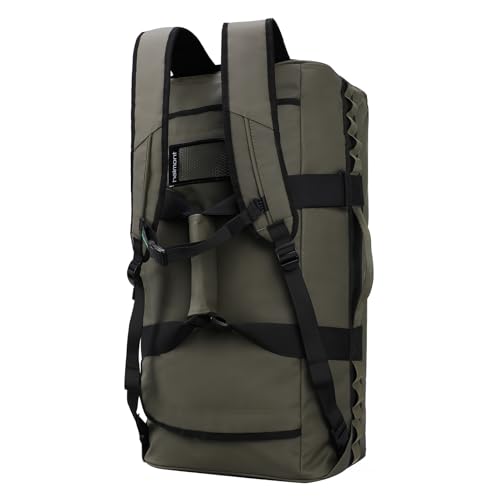 Haimont Reisetasche Sporttasche mit robusten Reisetaschen für Männer und Frauen, Camping mit umwandelbaren gepolsterten Rucksackträgern, Overnight, Wasserdicht, 90L/Armeegrün von Haimont