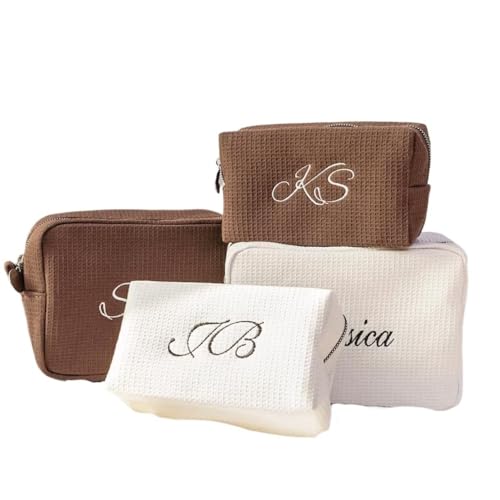 Hainadian Personalisierte Kosmetiktasche mit gesticktem Namen, individuelle Monogramm-Make-up-Tasche, Teenager-Mädchen-Geschenke, trendige Sachen, süße 16 Geschenke für Mädchen, Mehrfarbig von Hainadian