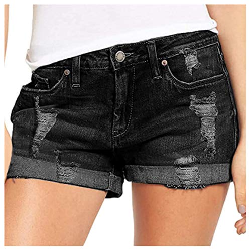 Haiorziyou Hohe Taille Hot Pants Sexy Quaste Slim Shorts Hole Zerrissene Jeans Shorts Sommer Tasten Wasser waschen Denim Shorts Leggings Strand Running Yoga Sporthosen von Haiorziyou