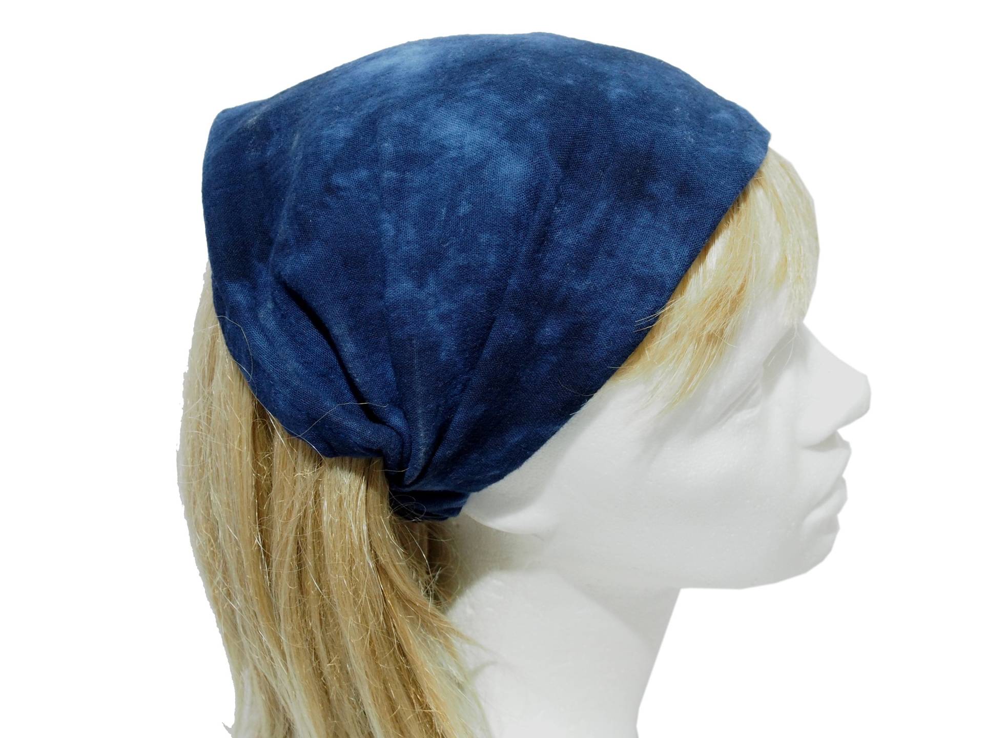 Bandana, Kopftuch, Sonnenschutz, Haarband, Damen, Batik, Musselin, Blau von Haipo