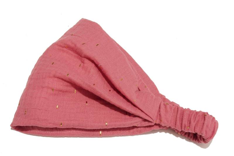 Bandana Kopftuch Damen Haarband Kinder Sonnenschutz Musselin Altrosa Goldene Strips von Haipo