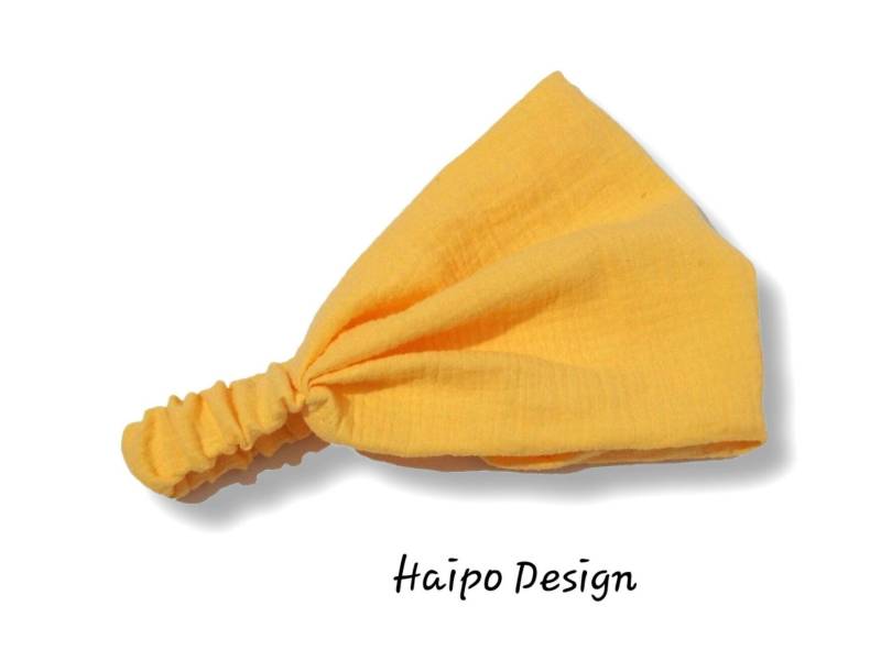 Kopftuch Bandana Sonnenschutz Haarband Musselin Gelb Damen Kinder von Haipo
