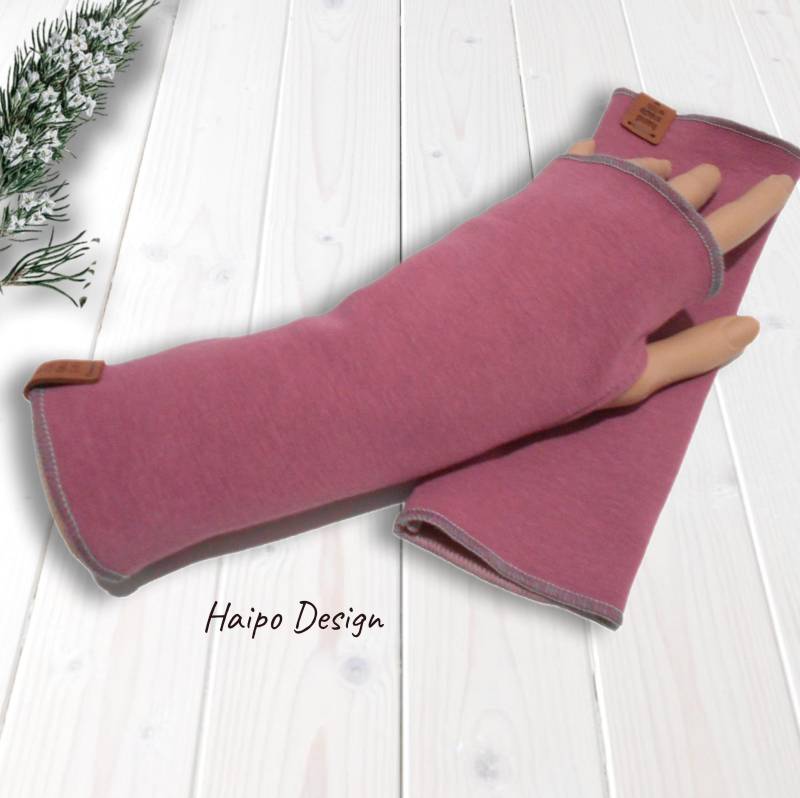 stulpen Mit Daumenloch in Altrosa, Lange Armstulpen Aus Alpenfleece, Damen Handstulpen, Pulswärmer Einlagig von Haipo