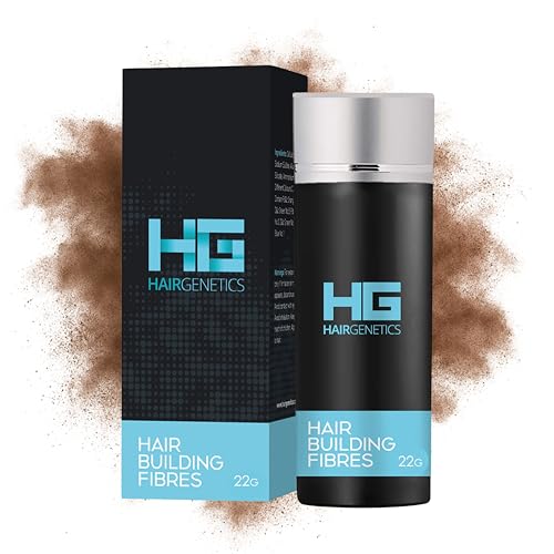Hair Genetics® Advanced Keratin Haarfasern Large 22g Spender natürlich dick und strukturiert Professionelle Faserqualität Haarausfall-Concealer-Fasern Für Männer und Frauen (Mittel braun) von Hair Genetics