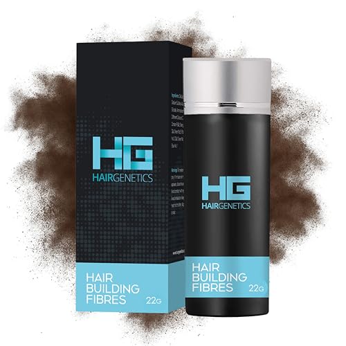 Hair Genetics® Advanced Keratin Haarfasern Large 22g Spender natürlich dick und strukturiert Professionelle Faserqualität Haarausfall-Concealer-Fasern Für Männer und Frauen (dunkelbraun) von Hair Genetics