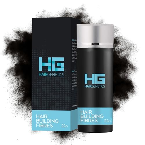 Hair Genetics® Advanced Keratin Schwarze Haarfasern Großer 22g-Spender ⎮ natürlich, dick und strukturiert Professionelle Faserqualität. Haarausfall- Concealer-Fasern. Für Männer und Frauen von Hair Genetics