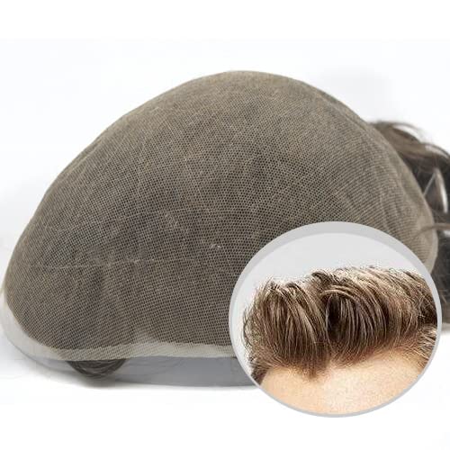 Hairnotion Toupet Echthaar Französisch Spitze Haarteile Perücke für Männer Hellbraun #6 von Hair Notion