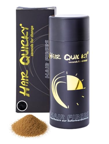 Hair Quicky® Premium Hair Fibers, Schütthaar, Streuhaar, Soforteffekt bei Geheimratsecken, Teilglatze, Haarausfall und lichtem Haar, für Männer & Frauen, natürliches Keratin | 28g | helles mittelbraun von Hair Quicky
