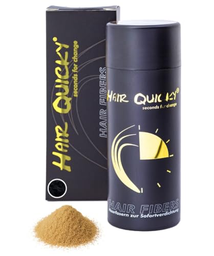 Hair Quicky® Premium Hair Fibers, Schütthaar, Streuhaar, Soforteffekt bei Geheimratsecken, Teilglatze, Haarausfall und lichtem Haar, für Männer & Frauen, natürliches Keratin | 28g | mittelblond von Hair Quicky
