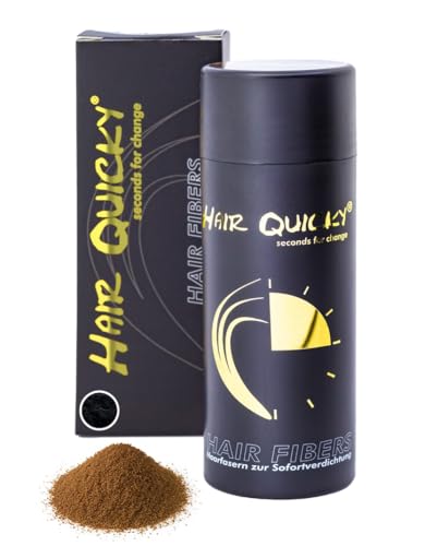 Hair Quicky® Premium Hair Fibers, Schütthaar, Streuhaar, Soforteffekt bei Geheimratsecken, Teilglatze, Haarausfall und lichtem Haar, für Männer & Frauen, natürliches Keratin | 28g | mittelbraun von Hair Quicky