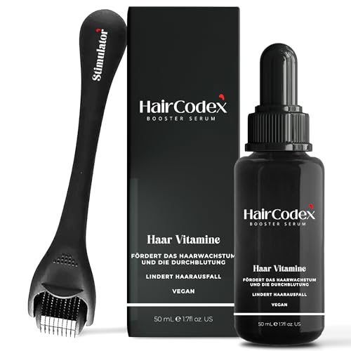 HairCodex Booster Serum 1x 50ML - Haarwuchsmittel, 1x HC Stimulator Dermaroller, Biotin und Keratin, Haarwachstum ohne Minoxidil, Haare oder Bart, erblich bedingten Haarausfall, Männer und Frauen HairCodex Booster Serum 1x 50ML - Haarwuchsmittel, 1x HC Stimulator Dermaroller, Biotin und Keratin, Haarwachstum ohne Minoxidil, Haare oder Bart, erblich bedingten Haarausfall, Männer und Frauen von HairCodex