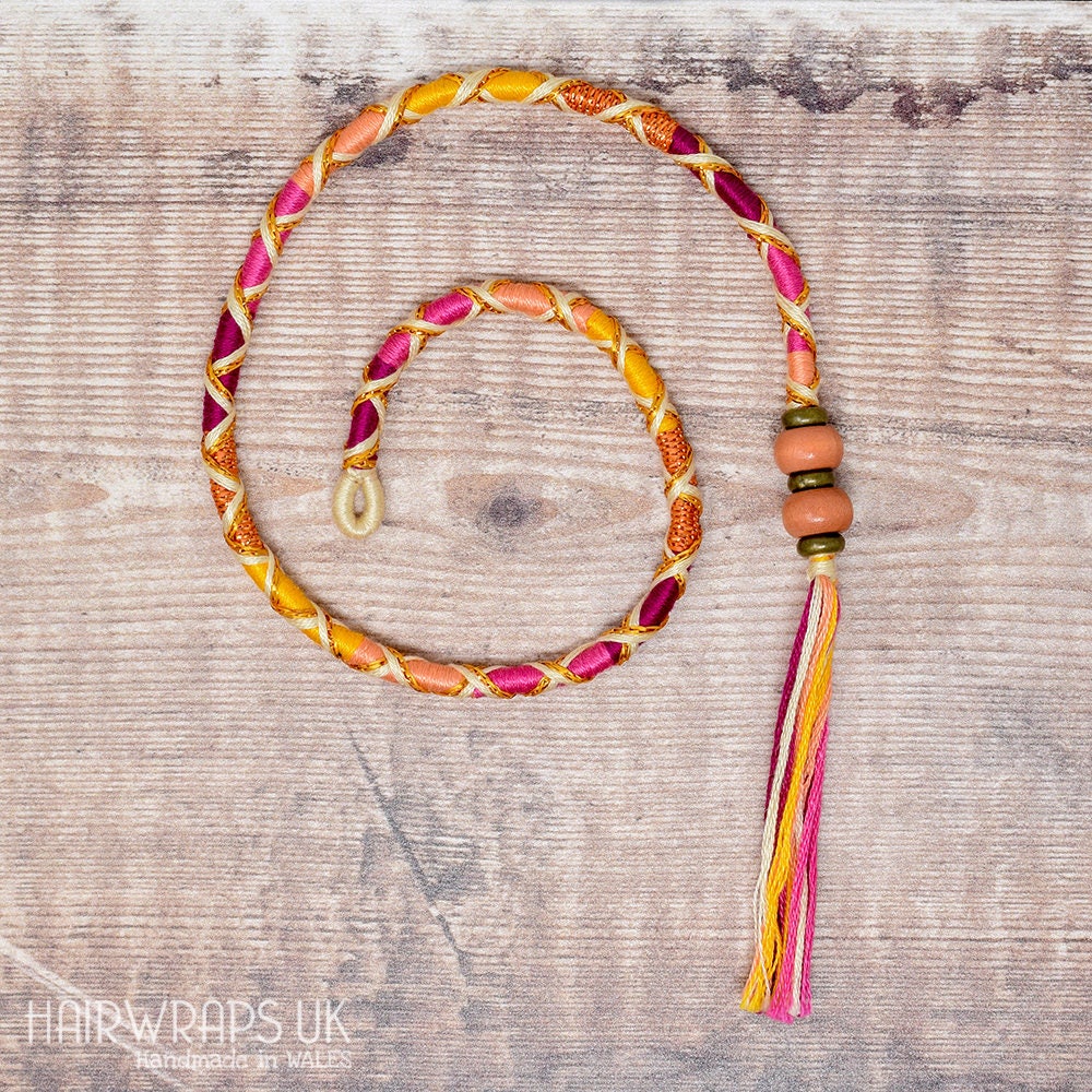 Perlen Ansteckbar Haarband, Wiederverwendbare Boho Benutzerdefinierte Strand Stil Haarband Geflecht, Gelbe Baumwolle Mok Atebas Fairy Flame Perlen Ansteckbar Haarband, Wiederverwendbare Boho Benutzerdefinierte Strand Stil Haarband Geflecht, Gelbe Baumwolle Mok Atebas Fairy Flame von HairWrapsUK