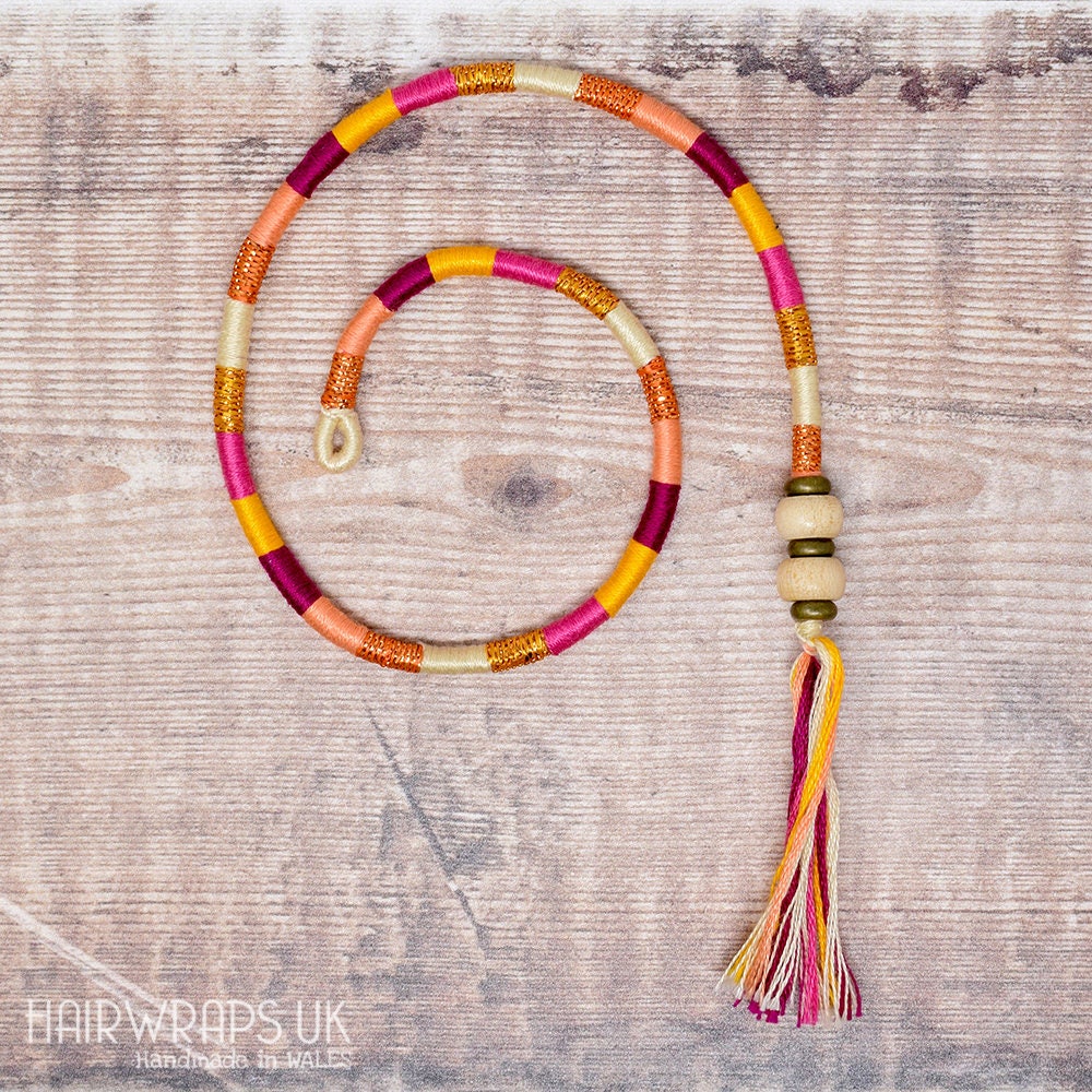 Sommer Haarband Mit Holzperlen, Baumwoll-Haarband, Anbringbare Boho Haarband, Wiederverwendbare Benutzerdefinierte Geflochten, Elfin Smoothie Sommer Haarband Mit Holzperlen, Baumwoll-Haarband, Anbringbare Boho Haarband, Wiederverwendbare Benutzerdefinierte Geflochten, Elfin Smoothie von HairWrapsUK