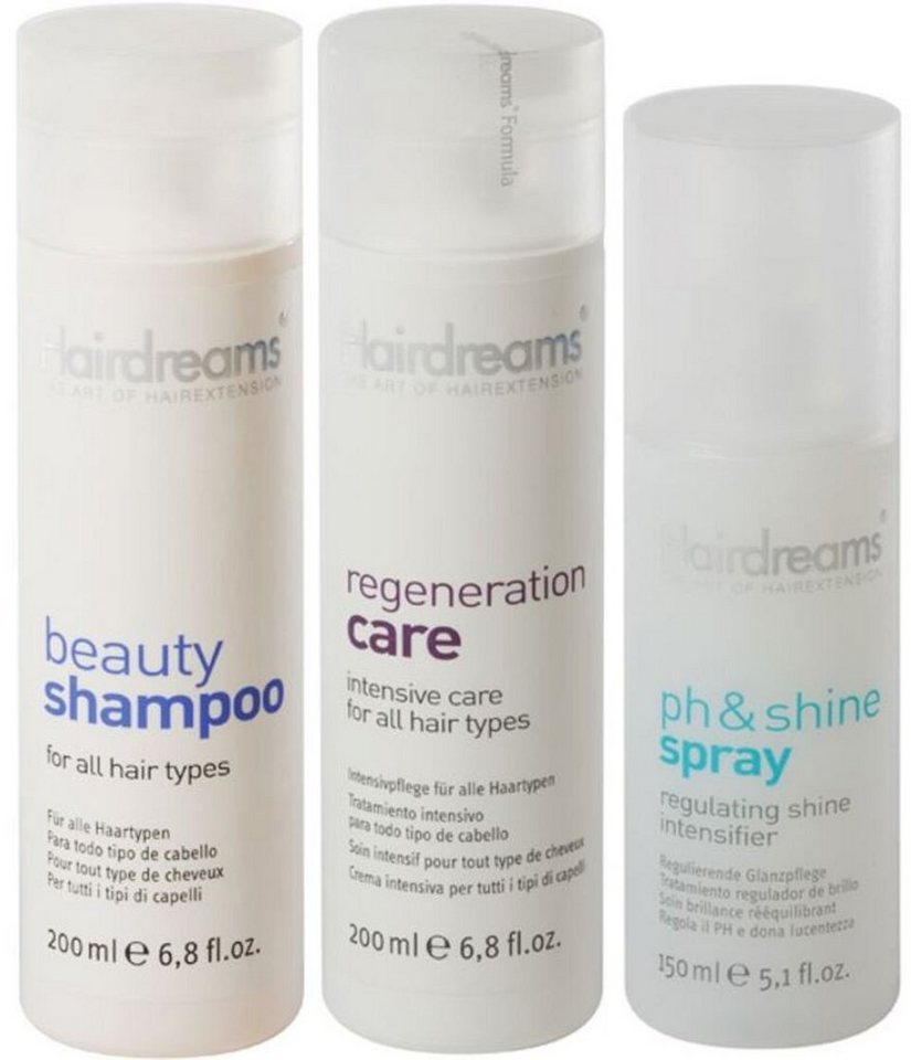 Hairdreams Haarpflege-Set Beauty Shampoo + Regeneration Care + ph&shine Spray, Set, 3-tlg., für Haar mit Echthaarverlängerungen von Hairdreams