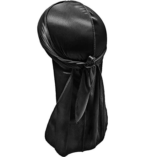 Hairizone seidisches Durags-Kopftuch für Herren, Wellen, Schwarz von Hairizone