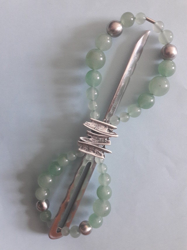 Mittelgroße Achter-Haar-Spage Haarspange Prehnit Mit Kupferforke Nl 12 cm Mittelgroße Achter-Haar-Spage Haarspange Prehnit Mit Kupferforke Nl 12 cm von HairloomsForever