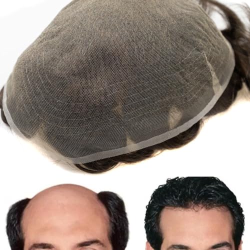 Hairnotion Echthaar Super Unsichtbare Volle Schweizer Spitze Basisgröße 8 “X 10” Toupet für Männer (2#) von Hair Notion