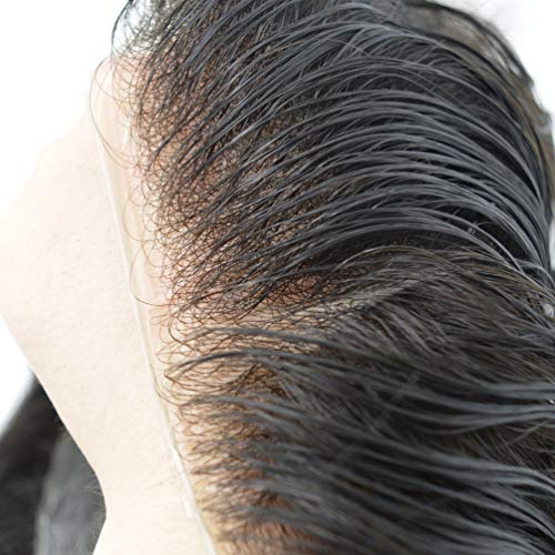 Hairnotion Toupet für Männer Alle V-Loop super dünne Haut Echthaar Mann 8x10 Zoll Perücken Echthaar Männer Dunkelbraun 3# von Hair Notion