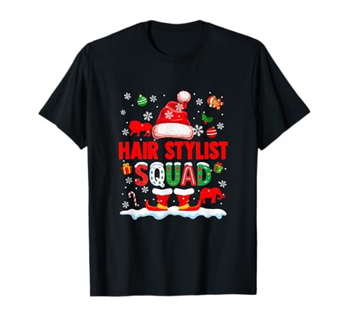 Hair Stylist Squad Men Job Weihnachten Weihnachtsmann Kostüm Fliege T-Shirt von Hairstylist Christmas Costume