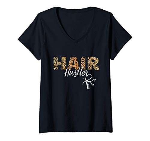 Damen Hair Hustler - Hairstylist Gifts - Hairdresser Gift Leopard T-Shirt mit V-Ausschnitt Damen Hair Hustler - Hairstylist Gifts - Hairdresser Gift Leopard T-Shirt mit V-Ausschnitt von Hairstylist Gifts - Hair Hustler - DressedForDuty