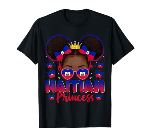 Haitianische Prinzessin Haiti Flagge Afro Haitienne für Mädchen Kinder T-Shirt Haitianische Prinzessin Haiti Flagge Afro Haitienne für Mädchen Kinder T-Shirt von Haiti for Girls and Women Haitian Outfit