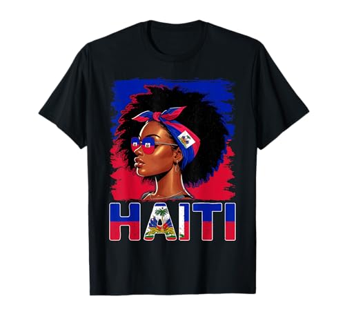 Haitianisches Mädchen Haiti Flagge Stolz Haitienne Afro Frauen Haiti T-Shirt Haitianisches Mädchen Haiti Flagge Stolz Haitienne Afro Frauen Haiti T-Shirt von Haiti for Girls and Women Haitian Outfit