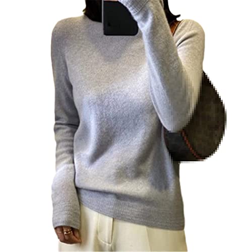 Damen Slim Cashmere Sweater Full Sleeve Rollkragen Wolle Pullover Einfarbig Stricken Bottoming Shirt, grau, L von Haitpant