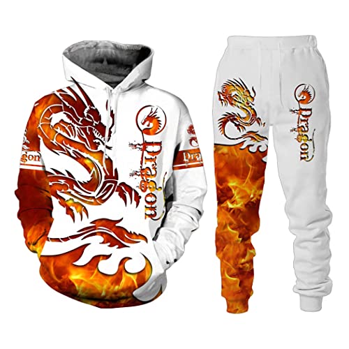 Drachen 3D Gedruckt Trainingsanzüge Männer Herbst Winter Hoodie Hosen Sets Reißverschluss Streetwear Anzüge von Haitpant