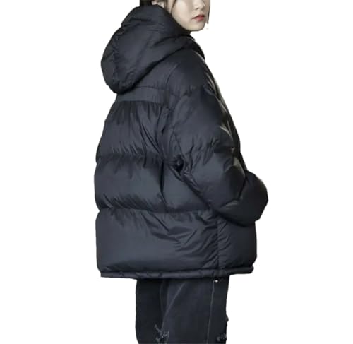 Haitpant Damen Retro 90% Weiße Ente Daunen Brot Jacke Mit Kapuze Daunenjacke Winter Kurz Verdickt Lose Mantel, Schwarz , 38 von Haitpant