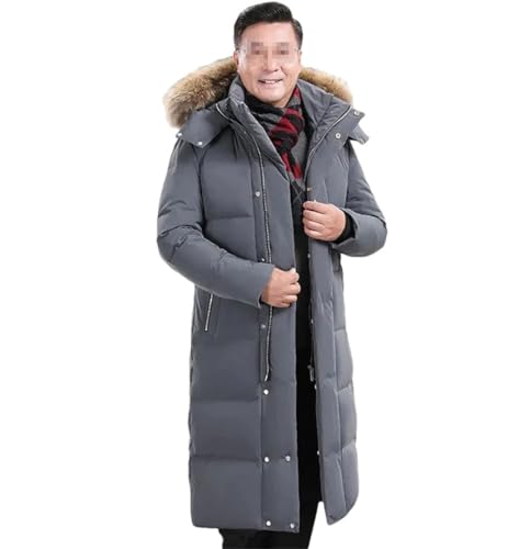 Haitpant Exte-Long Over-Knee Herren Daunenjacke Mit Pelz Kapuze Weiße Ente Daunen Winter Dicker Mantel, grau, XXL von Haitpant