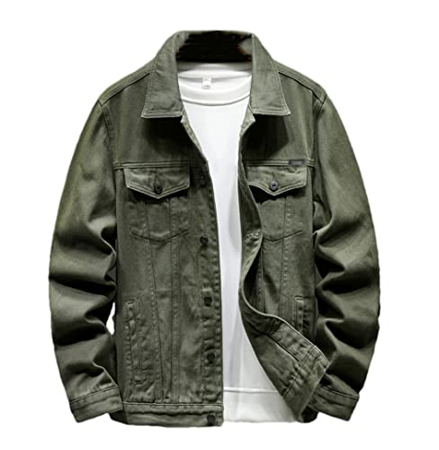 Haitpant Herren-Jeansjacke, Weiß, Khaki, lockerer Mantel, Stretch, schmale Jeans, Cargojacke, EN8, XL von Haitpant