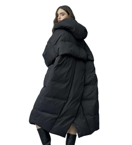 Haitpant Winter Übergroße Warme Ente Unten Mantel Weibliche X-Lange Unten Warme Jacke Mit Kapuze Dicke Warme Parkas, Schwarz , 36 von Haitpant