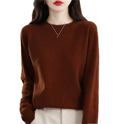 Herbst Winter 100% Merinowolle Pullover Damen Stricken Kaschmir Pullover Basic V-Ausschnitt Chic Warm Tops, espresso, XL von Haitpant