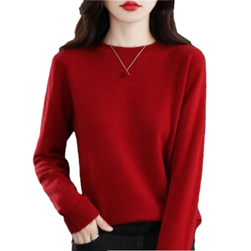 Herbst Winter 100% Merinowolle Pullover Damen Stricken Kaschmir Pullover Basic V-Ausschnitt Chic Warm Tops, rust, XX-Large von Haitpant