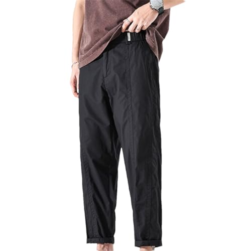 Herren Sommer Baumwolle Freizeithose Streetwear Baggy Dünne Cargohose Gerade Oversize Hose mit Taschen, Schwarz , 36-41 von Haitpant