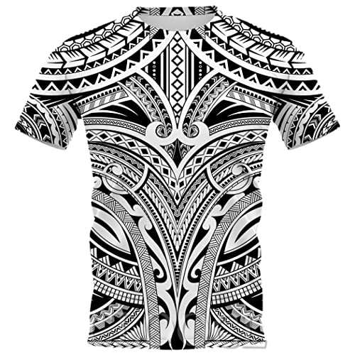 Herren Wikinger Tattoo Polynesian 3D Gedruckt T-Shirts Unisex Harajuku Kurzarm Casual Tops, T-Shirt-8, XXXXX-Large von Haitpant