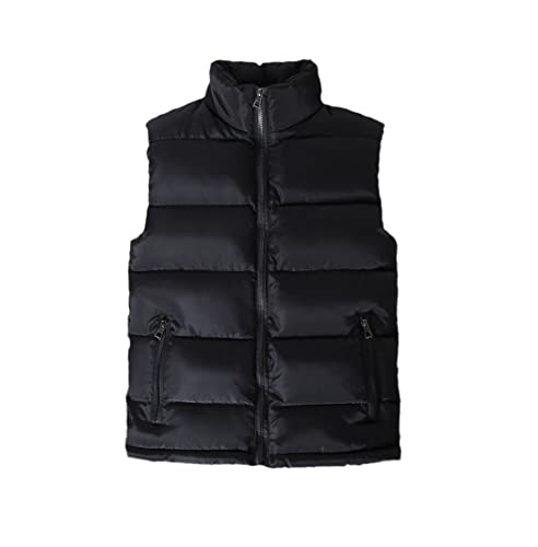 Weiße Weste Jacke Herren Slim Fit Stehkragen Ärmellose Puffer Jacken Frühling Herbst Lässige Weste Warm Mantel, Schwarz , S von Haitpant