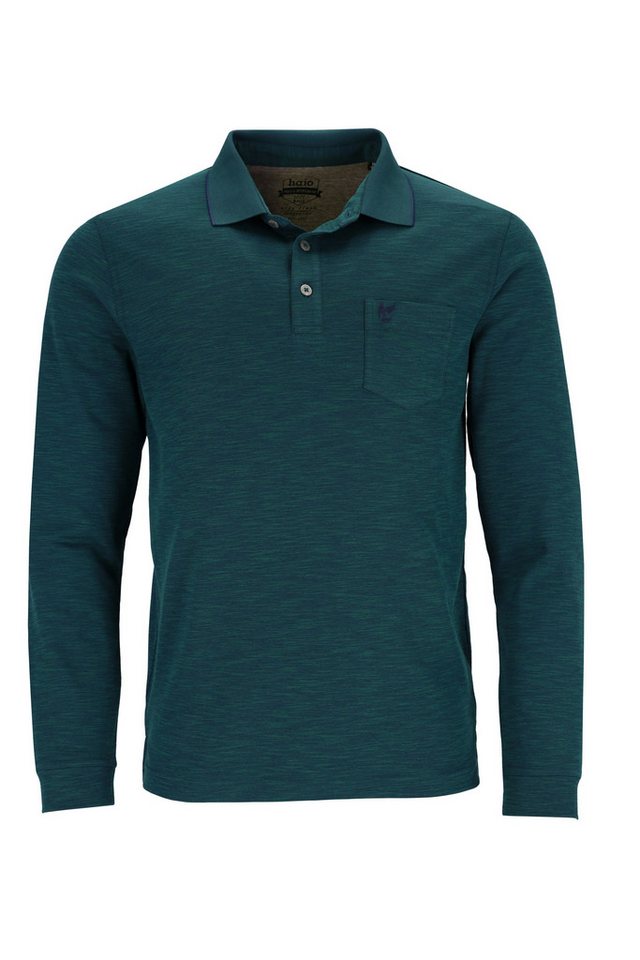 Hajo Langarm-Poloshirt H Softknit Polo Flammengarn dunkelgrün von Hajo