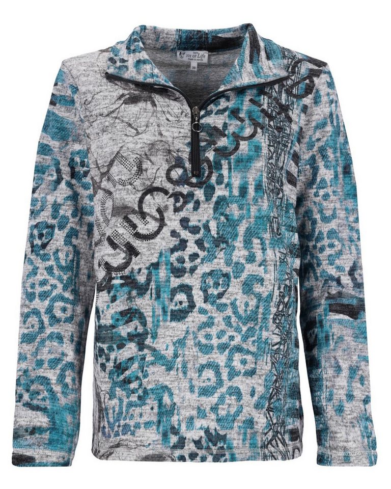 Hajo Blusenshirt Strickshirt mit Stehkragen und Reißverschluss Soft-Touch von Hajo