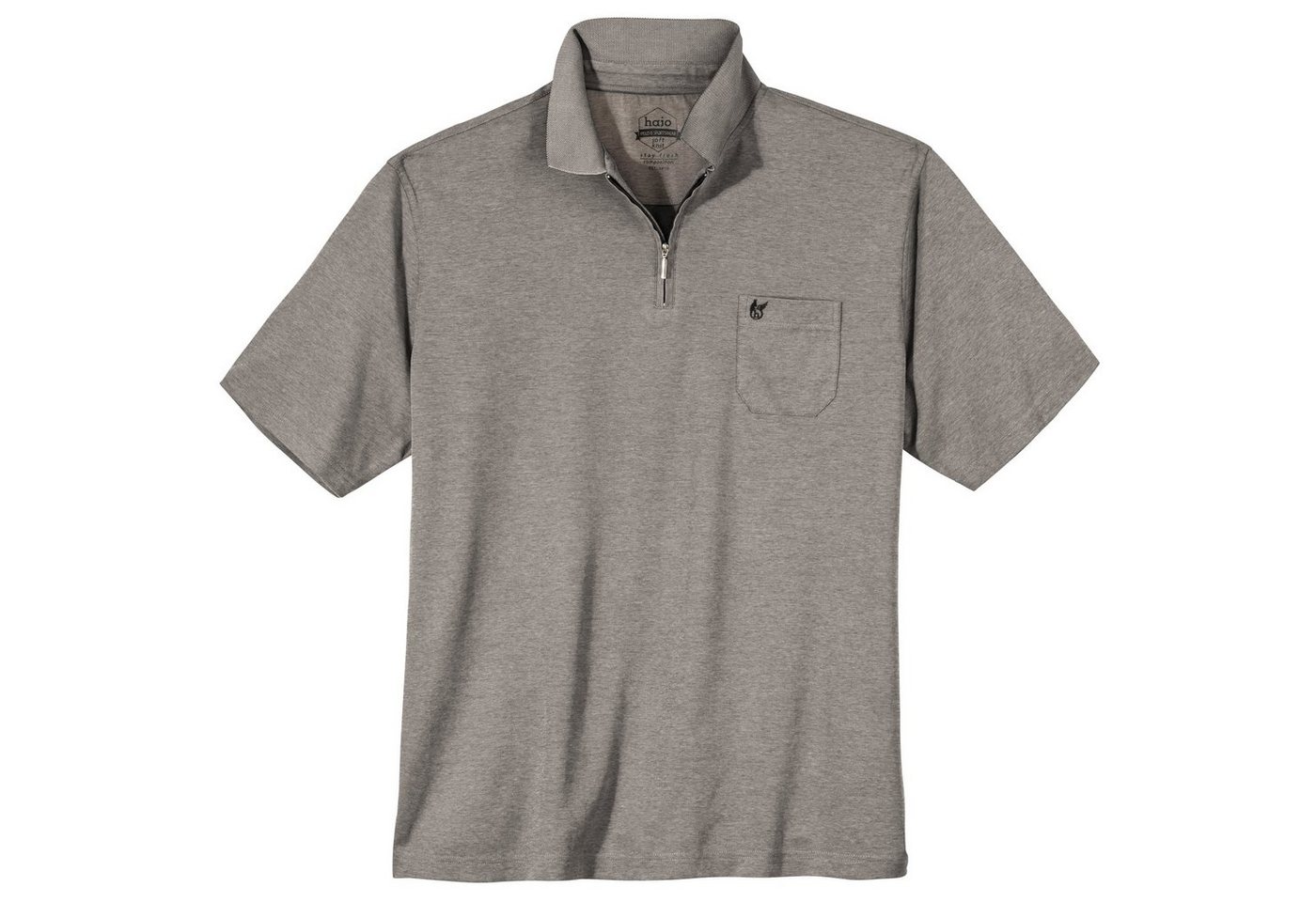 Hajo Poloshirt Große Größen Herren Zipper Poloshirt Stay Fresh taupe melange Hajo von Hajo