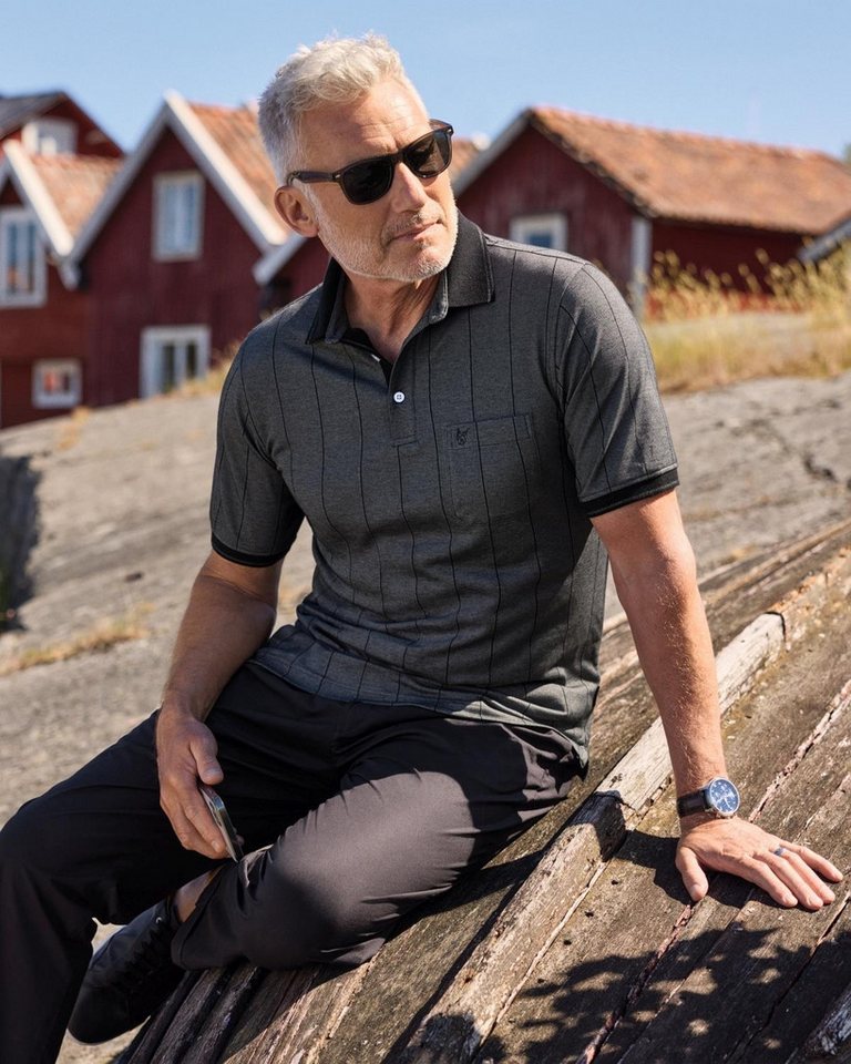 Hajo Poloshirt Poloshirt in längs verlaufender Optik und stay fresh-Qualität Hajo Poloshirt Poloshirt in längs verlaufender Optik und stay fresh-Qualität von Hajo